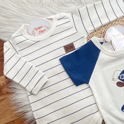 Conj. de Malha 3 peças - Dog Surfista - Off White e Marinho
